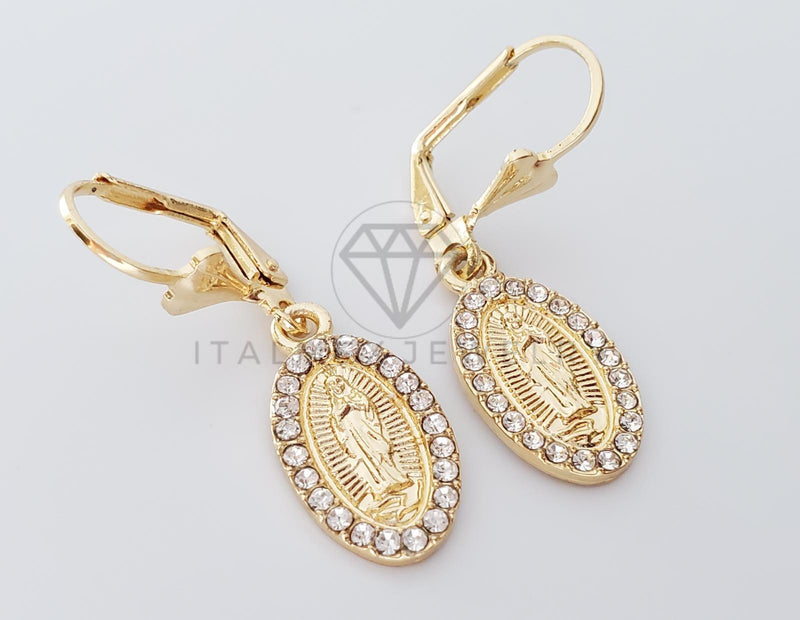 Arete Elegante - 100729 - Diseño de Virgen con CZ Clara Oro Laminado 18K
