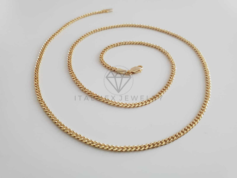 Cadena Clásica - 102644 - Estilo Cubana 3mm/24" Dorada Oro Laminado 18K
