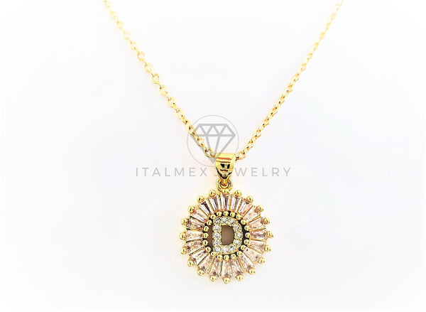 Collar Elegante - 102614 - Collar Inicial "D" Con CZ Clara Oro Laminado 18K