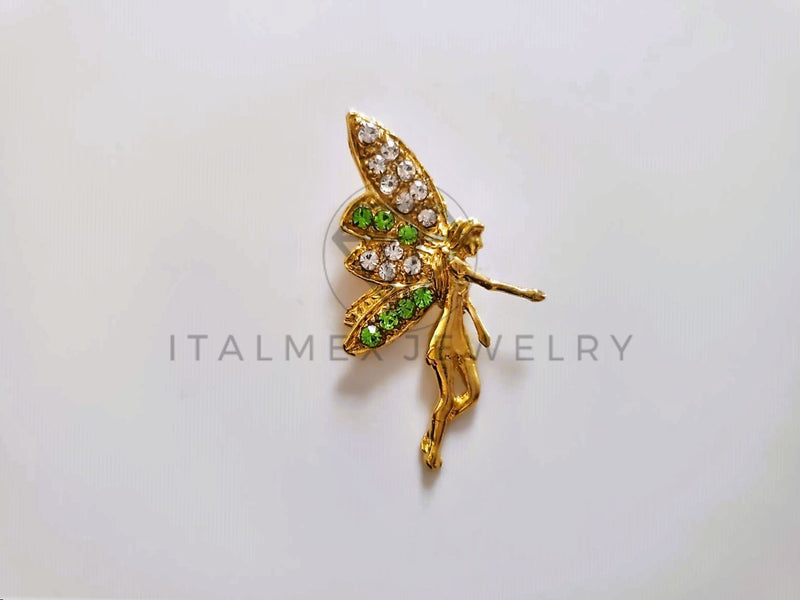 Dije de Lujo - 104169 - Dije de Hada Madrina Circonia Clara y Verde Oro Laminado 18K