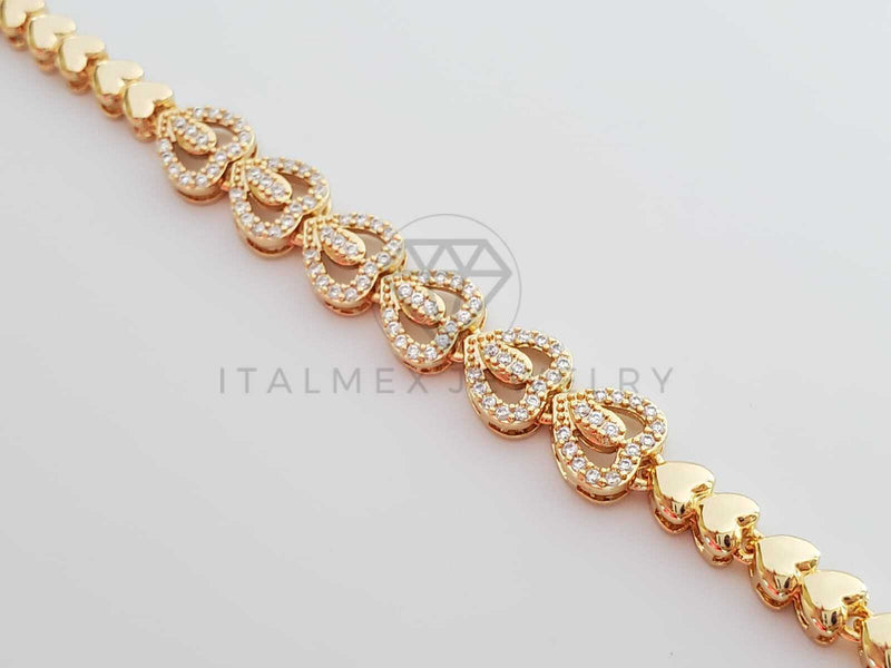 Pulsera de Lujo - 100304 - Diseño de Corazón con Corazones Oro Laminado 18K