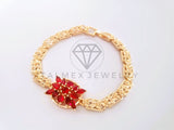 Pulsera Elegante - 103827 - Diseño Flor Grande CZ Roja Oro Laminado 18K