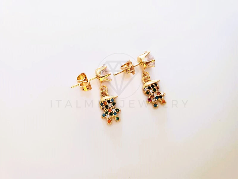 Broquel de Lujo - 104019 - Diseño Niño CZ Color Oro Laminado 18K