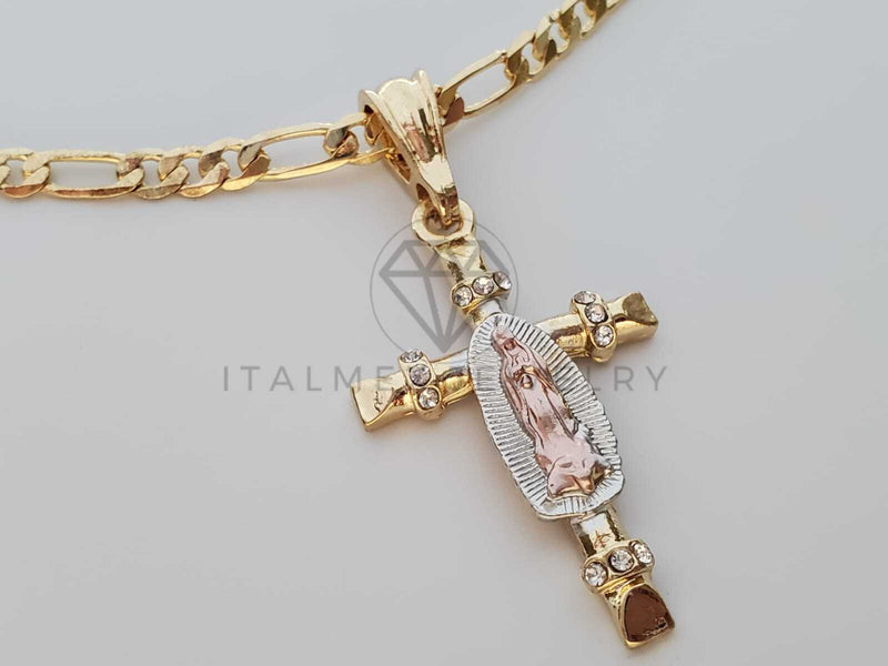 Dije Elegante - 101887 - Cruz con Virgen Tamaño Mediano Oro Laminado 18K