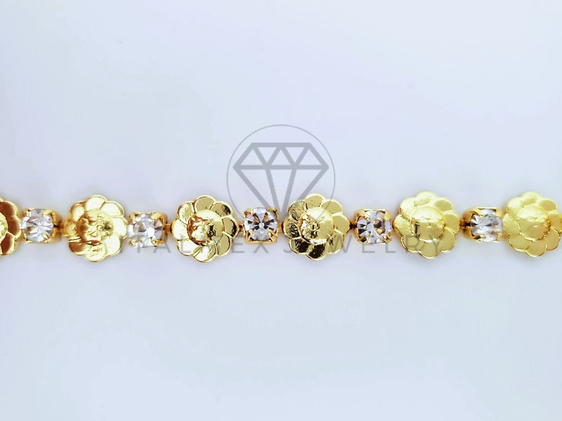 Pulsera Elegante - 103582 - Pulsera Girasol con Circonia Clara Oro Laminado 18K