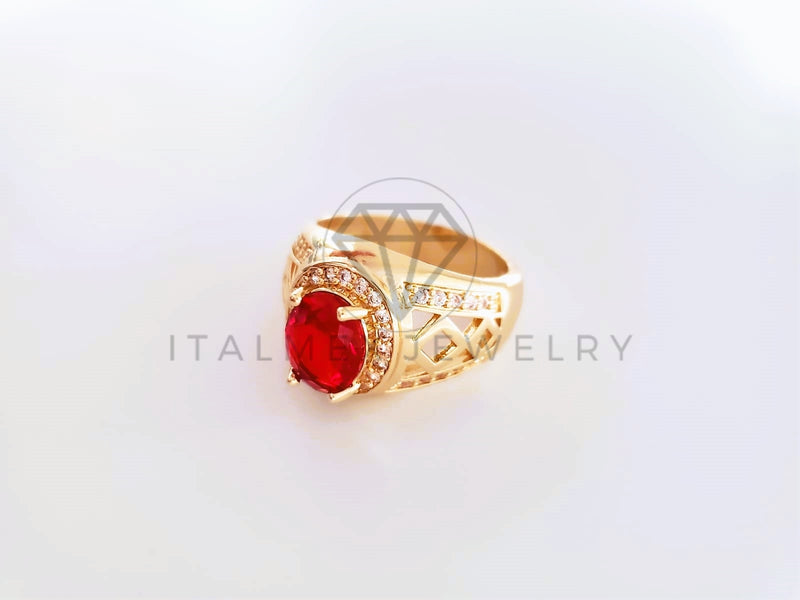 Anillo de Lujo - 103916 - Diseño Oval CZ Roja Oro Laminado 18K