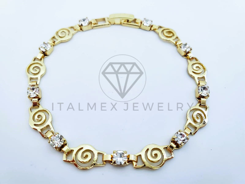 Pulsera Elegante - 103584 - Pulsera Caracol con Circonia Clara Oro Laminado 18K