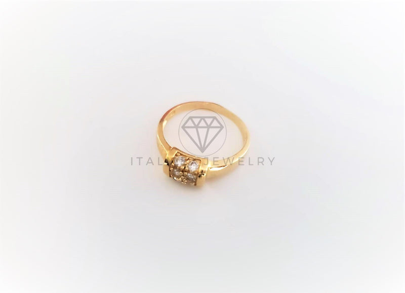 Anillo de Lujo - 103126 - Estilo Barril CZ Clara Oro Laminado 18K