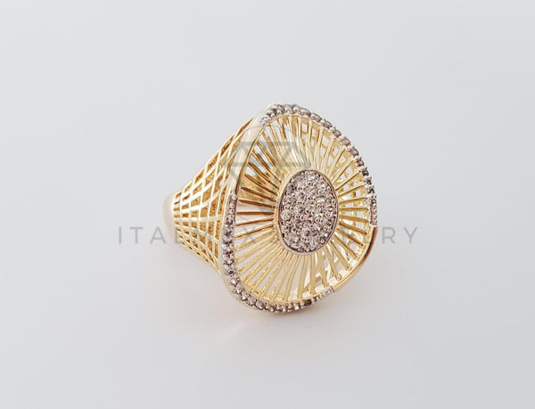 Anillo de Lujo - 101187 - Anillo Dama Sol CZ Clara Oro Laminado 18K