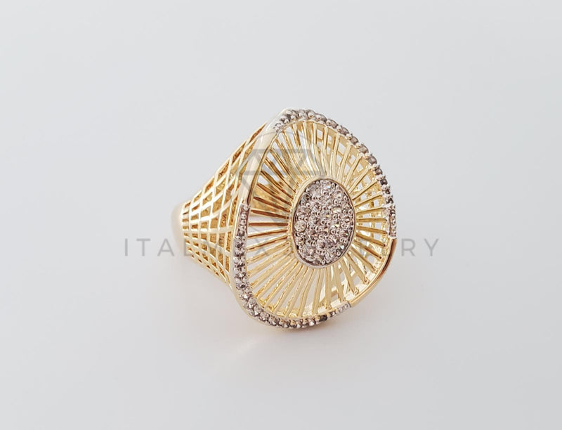 Anillo de Lujo - 101187 - Anillo Dama Sol CZ Clara Oro Laminado 18K