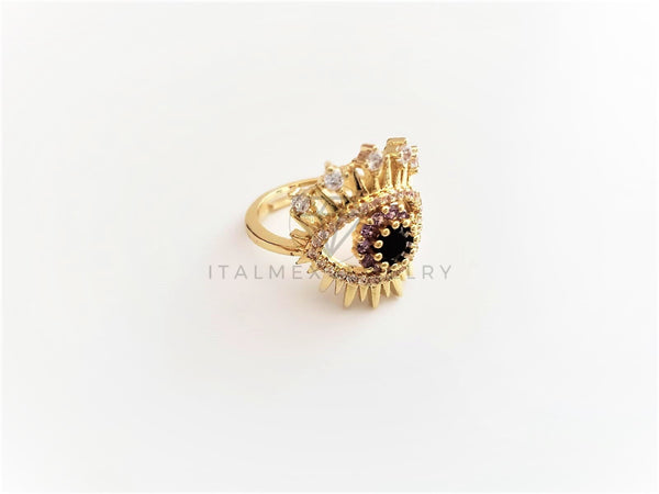 Anillo de Lujo - 103154 - Diseño Ojo Turco con CZ Colores Oro Laminado 18K