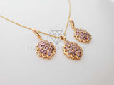 Juego de Lujo - 100618 - Diseño de CZ Color Morado Oro Laminado 18K