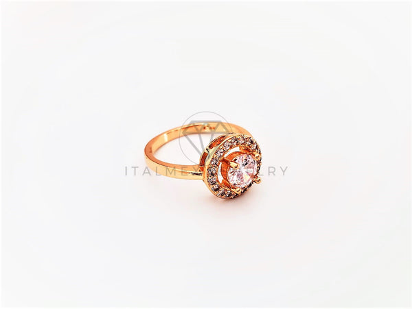 Anillo Dama de Lujo -103321 - Diseño Solitario CZ Redonda Oro Laminado 18K