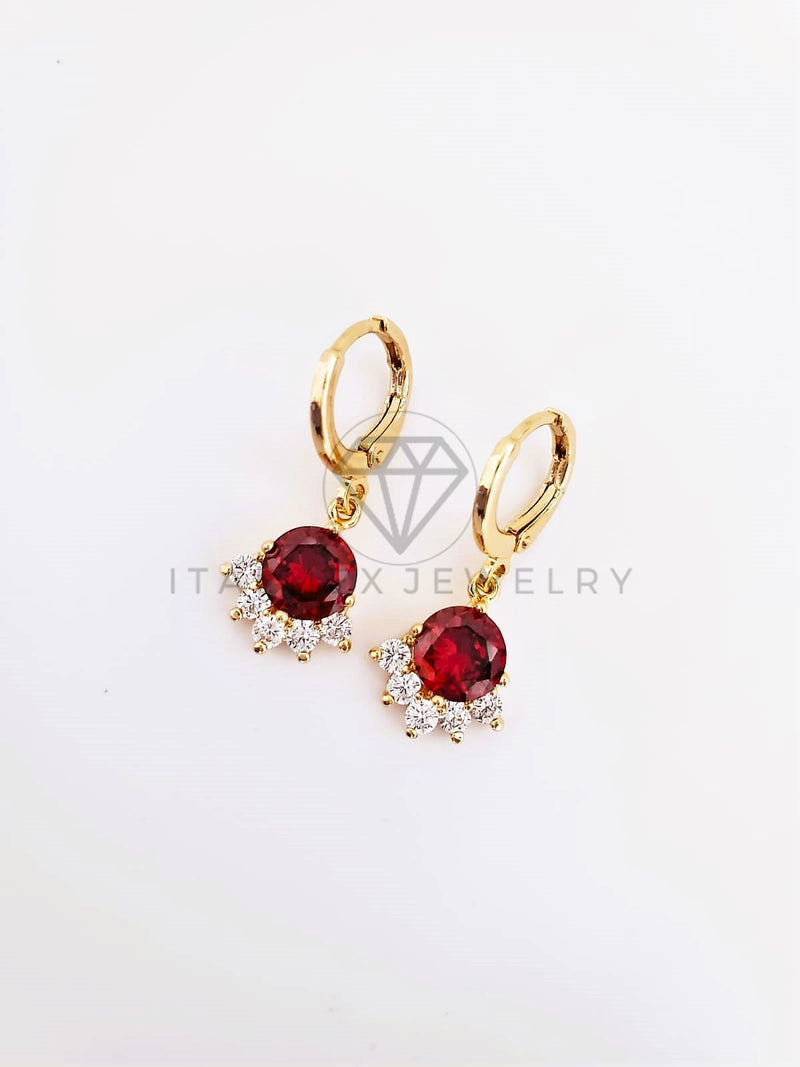 Arete de Lujo - 103560 - Diseño Candil CZ Tinta Oro Laminado 18K