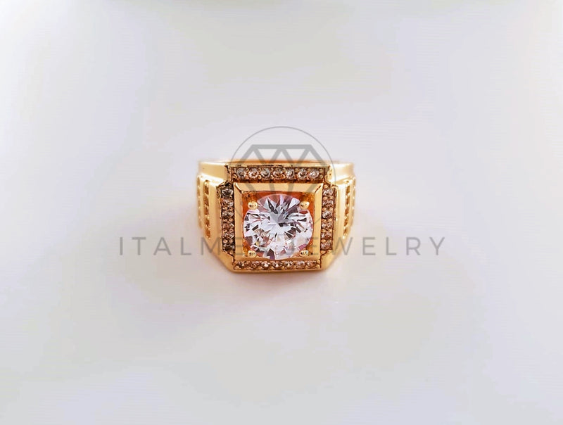Anillo Caballero de Lujo - 103928 - Diseño Clásico CZ Clara Oro Laminado 18K
