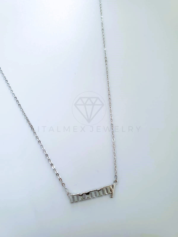 Collar de Lujo - 104125 - Estilo MOMMY Liso Plata Fina .925