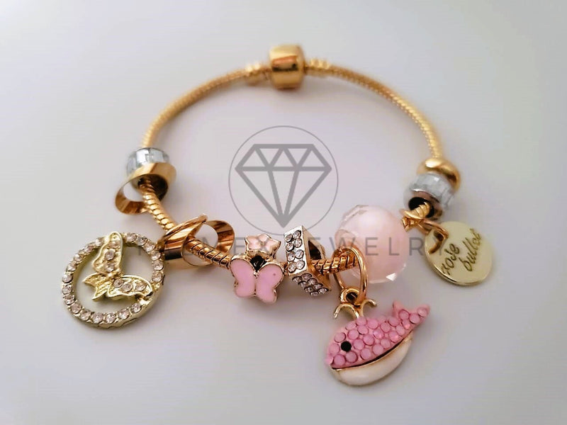 Pulsera Elegante - 104296 - Pulsera Estilo PDR Ballena CZ Rosa Oro Laminado 18K
