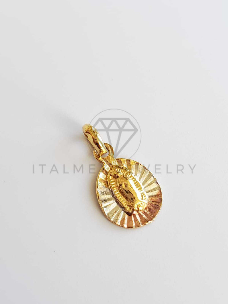 Dije Religioso - 100361 - Medalla Diamantada de la Virgen Tamaño Mini Oro Laminado 18K