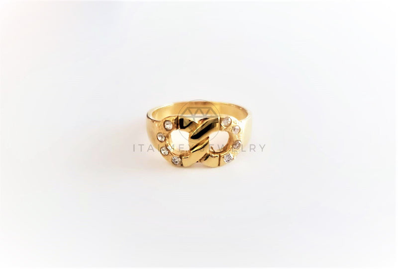 Anillo de Lujo - 103130 - Estilo Hebilla Infinito CZ Clara Dorado Oro Laminado 18K