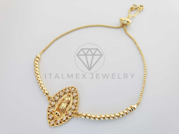 Pulsera Ajustable - 101292 - Diseño de Virgen con CZ Clara Oro Laminado 18K