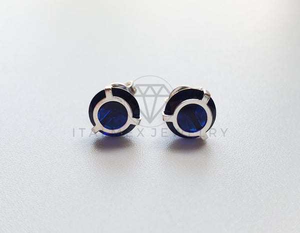 Broquel de Lujo - 101716 - Ilusión 7mm CZ Azul Plata .925