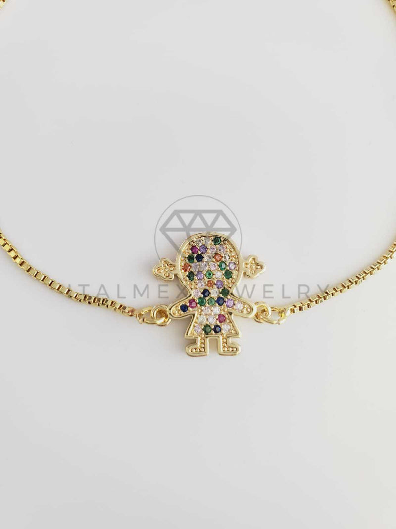 Pulsera Ajustable - 102368 - Diseño de Niña CZ Color Oro Laminado 18K