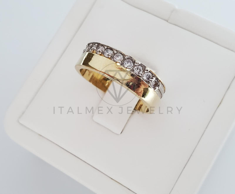 Anillo Dama de Lujo -101582 - Diseño Argolla con CZ Clara Oro Laminado 18K