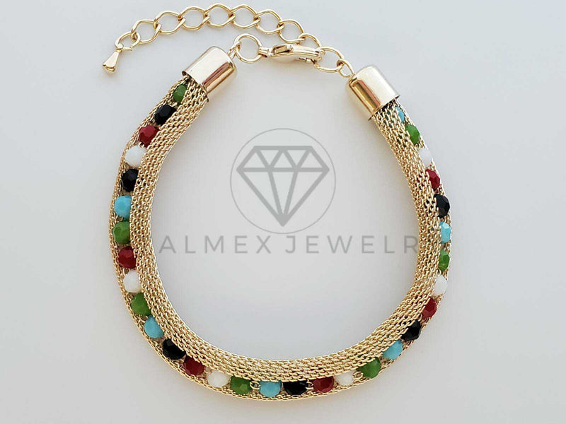 Pulsera de Lujo - 101793 - Diseño de Malla Dorada y Shakira de Colores Oro Laminado 18K