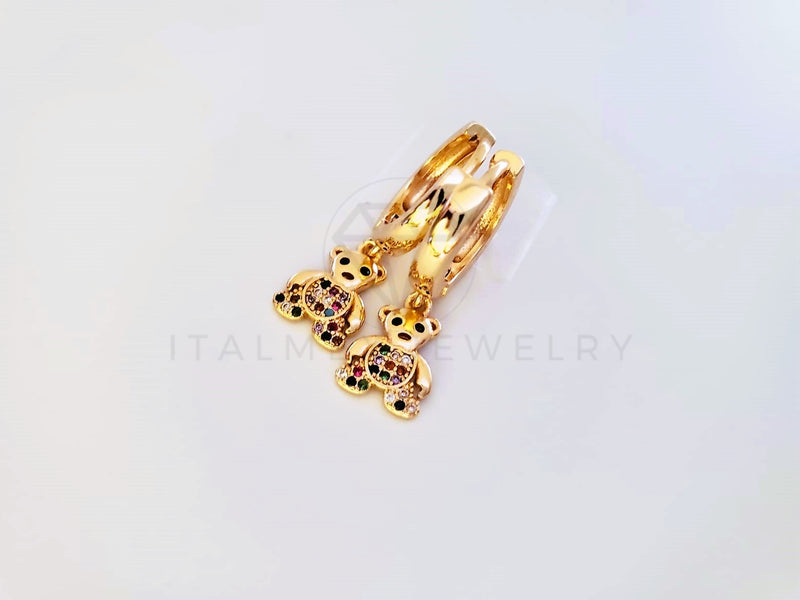 Huggie de Lujo - 104015 - Diseño Osito CZ Color Oro Laminado 18K