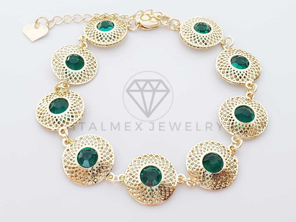 Pulsera de Lujo - 100175 - Diseño de CZ Verde Oro Laminado 18K