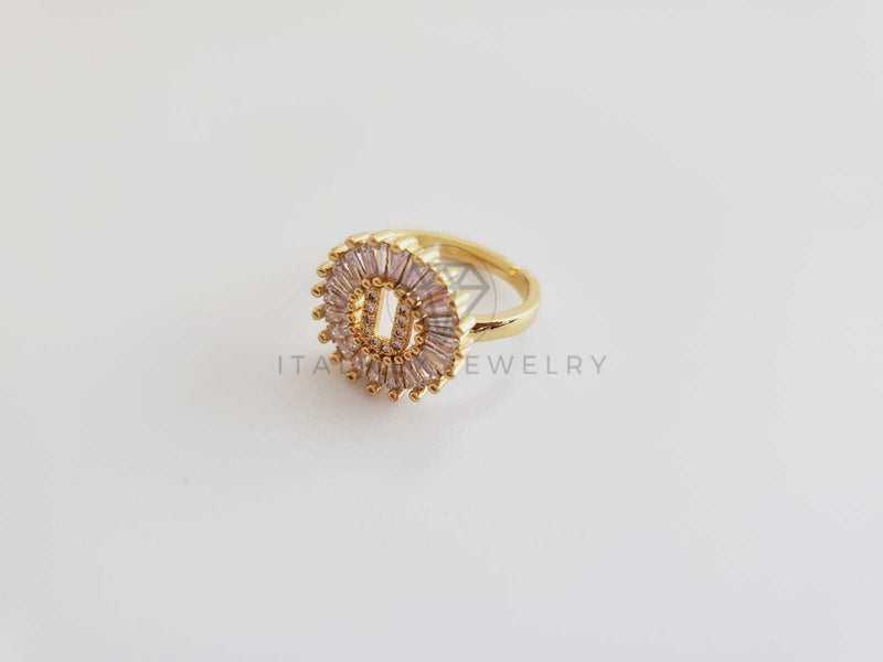 Anillo de Lujo - 102567 - Diseño Inicial "U" con CZ Clara Oro Laminado 18K