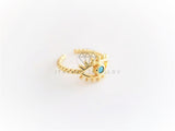 Anillo de Lujo - 103114 - Diseño Ojo Turco con CZ Azul Aqua Oro Laminado 18K