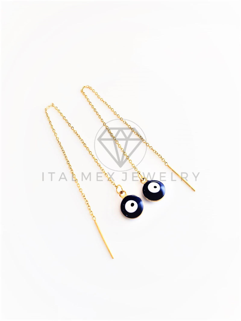 Arete de Lujo - 103158 - Arete Violador con Dije Ojo Turco Oro Laminado 18K