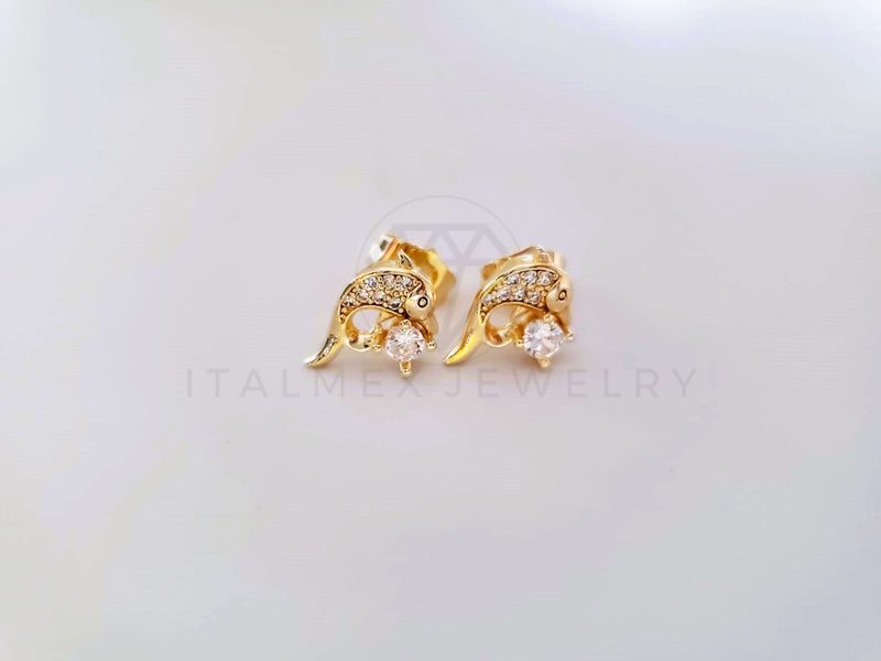 Broquel de Lujo - 104039 - Diseño Delfin CZ Clara Oro Laminado 18K