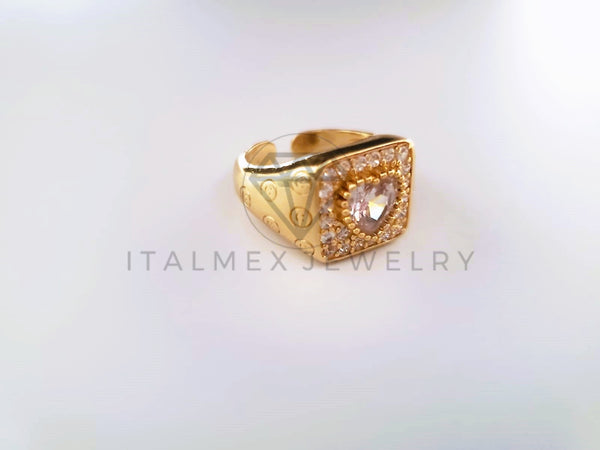 Anillo de Lujo -103759 - Diseño Graduacion Corazon CZ Clara Oro Laminado 18K