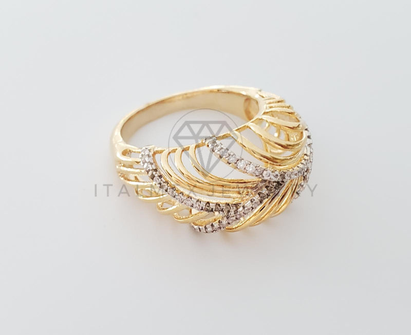 Anillo de Lujo - 101183 - Anillo Dama Rayado CZ Clara Oro Laminado 18K