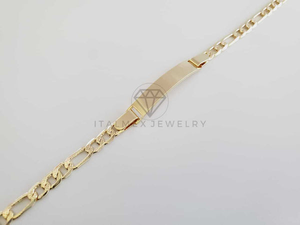Esclava Elegante - 102297 - Diseño Placa Lisa Diamantada 5mm x 7" Oro Laminado 18K
