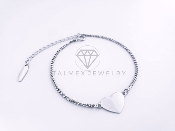 Pulsera de Lujo - 103614 - Diseño Corazón Liso Plata Fina .925