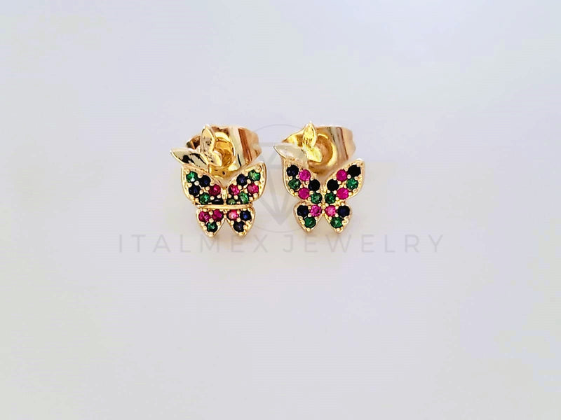 Broquel de Lujo - 104043 - Diseño Mariposa CZ Color Oro Laminado 18K