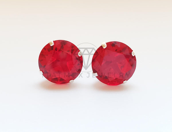 Broquel de Lujo - 101704 - Recto 10mm CZ Roja Plata .925