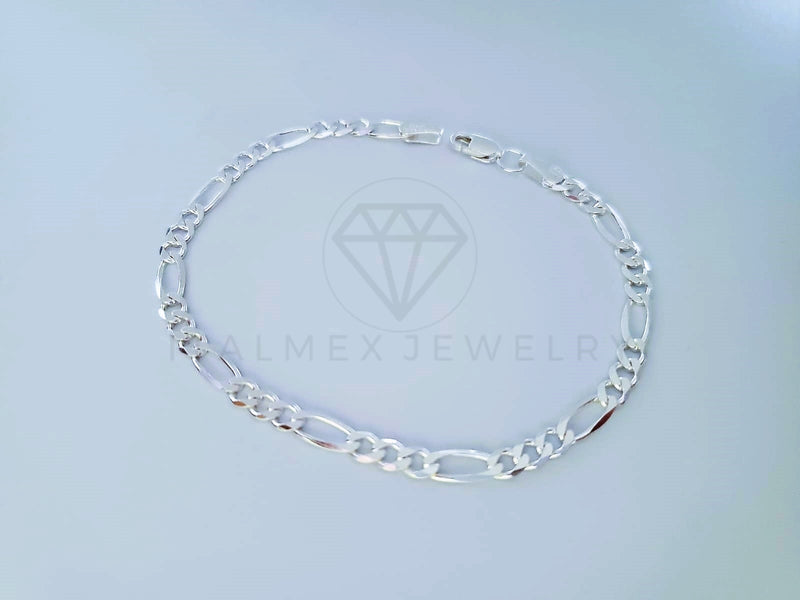 Pulsera de Lujo - 104097 - Diseño Figaro 4mm/ 7 Pulgadas Plata Fina .925