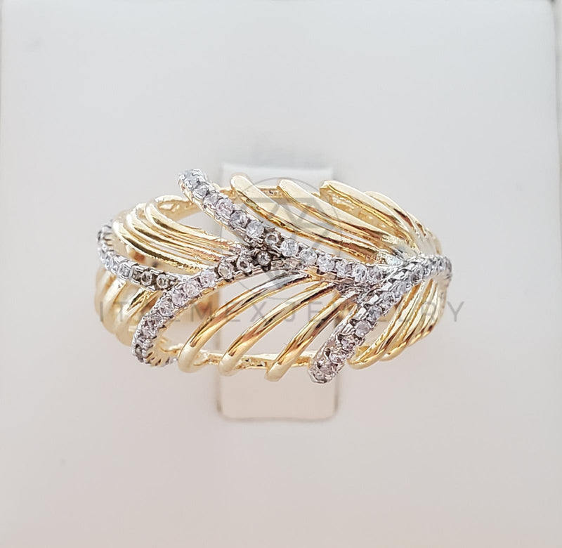 Anillo de Lujo - 101183 - Anillo Dama Rayado CZ Clara Oro Laminado 18K