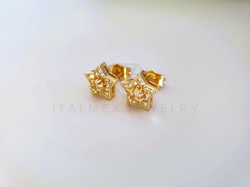 Broquel de Lujo - 104059 - Diseño Estrella CZ Clara Oro Laminado 18K