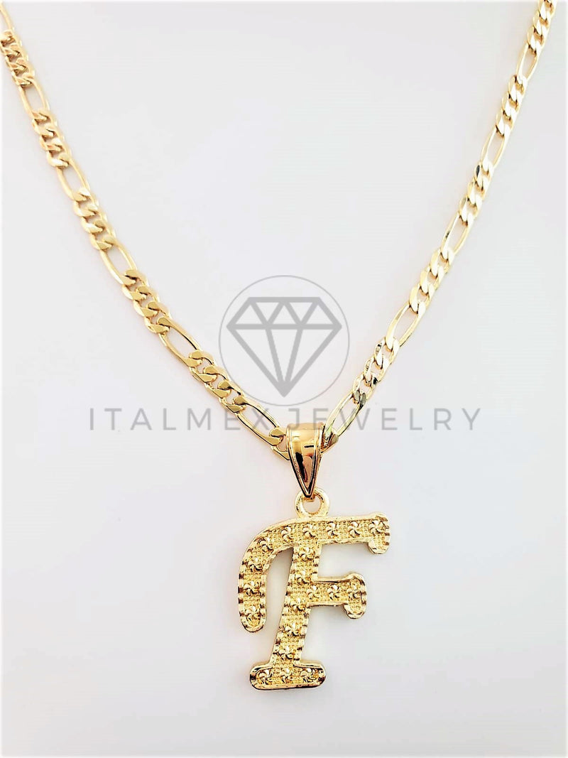 Dije Elegante - 102796 - Dije Inicial "F" Dorado Tamaño Chico Oro Laminado 18K