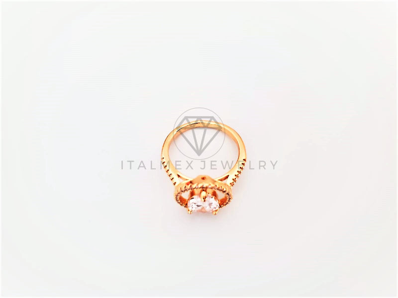 Anillo Dama de Lujo -103320 - Diseño Solitario CZ Gota Oro Laminado 18K