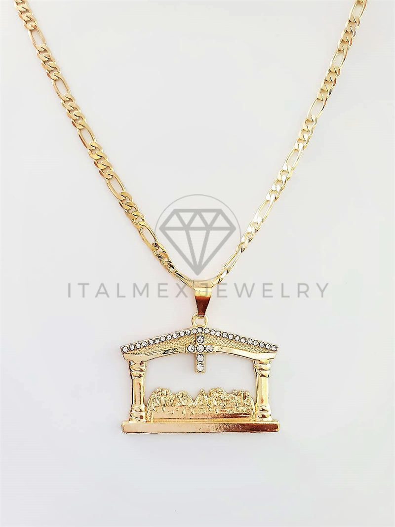 Dije Elegante - 102749 - Medalla de Ultima Cena CZ Clara Grande Oro Laminado 18K