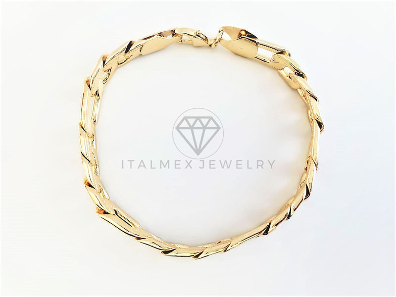 Pulsera Ajustable - 102862 - Diseño Figaro Link Diamantada 10mm/9" Oro Laminado 18K