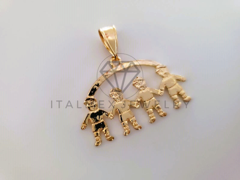 Dije Elegante - 104336 - Dije 4 Niños Tamaño Chico Oro Laminado 18K