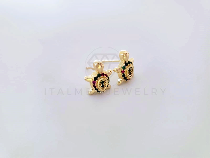 Broquel de Lujo - 104047 - Diseño Tortuga CZ Color Oro Laminado 18K