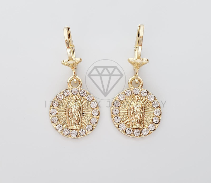 Arete Elegante - 100761 - Diseño de Virgen con CZ Clara Oro Laminado 18K